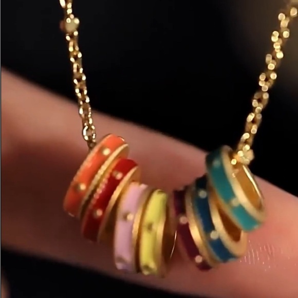 14k dainty enamel rings necklace luxury look necklace with designer style - Picture 3 of 4